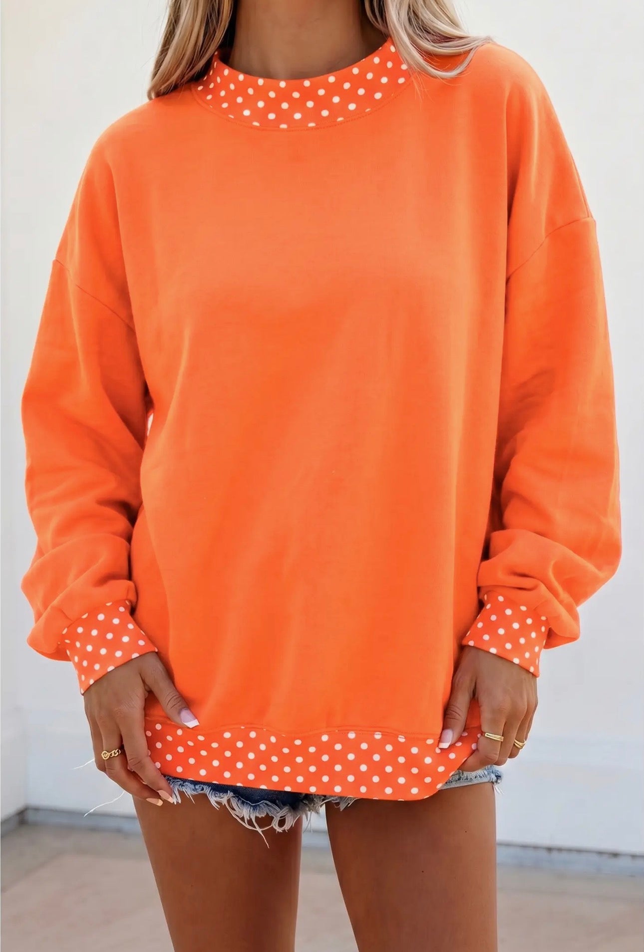 Polka Dot Mock Neck Fleece
Sweatshirt