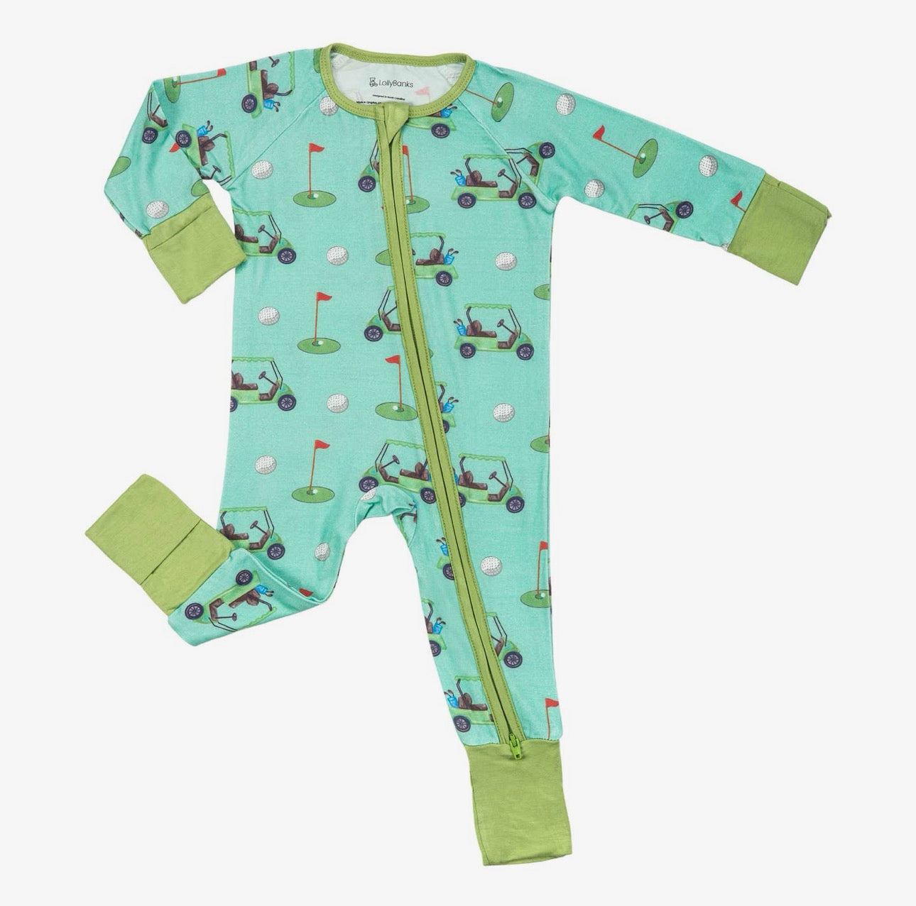 Lolly Banks Bamboo Baby Convertible Zipper Pajama Golf A Round