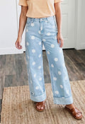 Casual Polka Dot Ankle-Length Regular Jeans