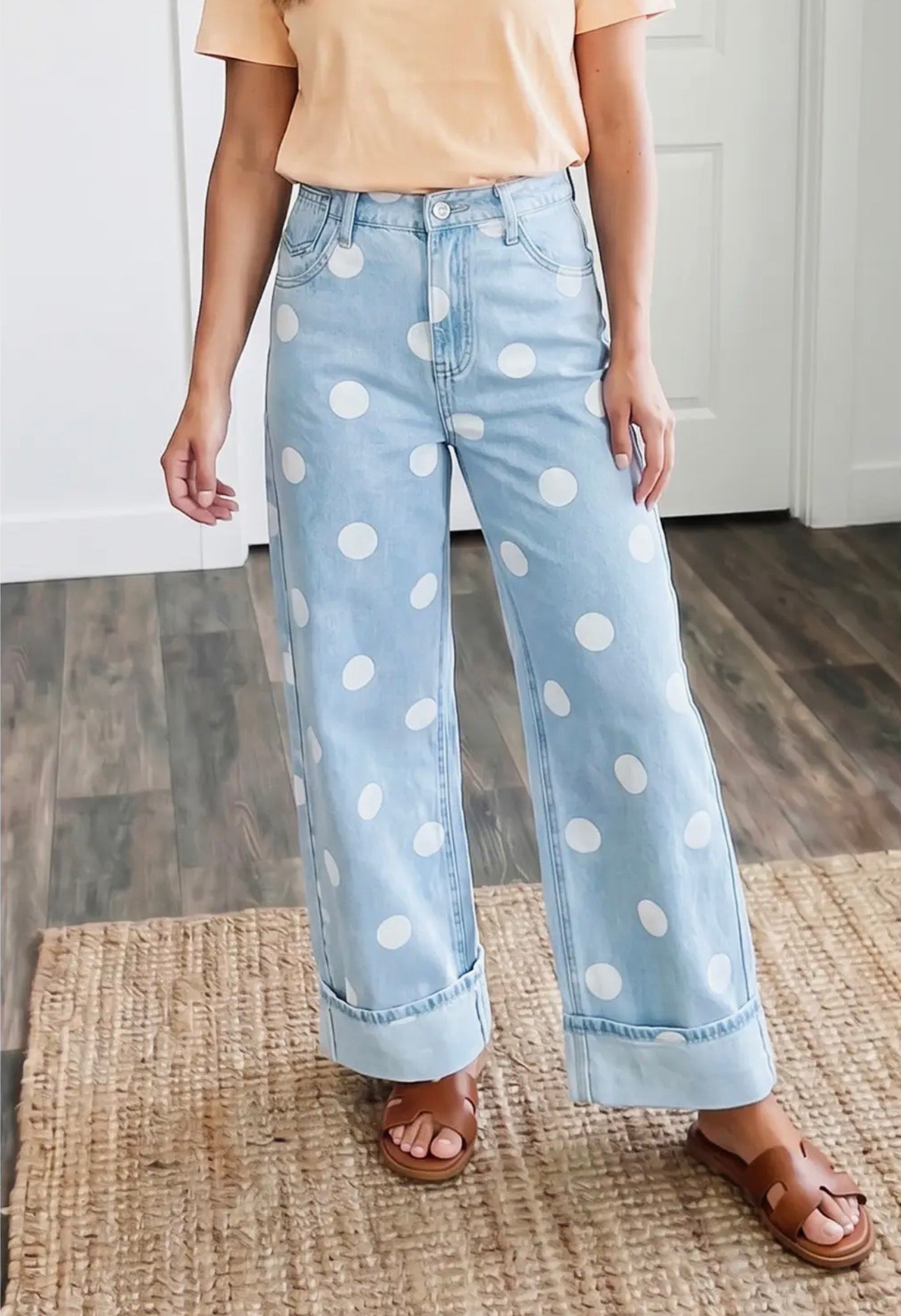 Casual Polka Dot Ankle-Length Regular Jeans