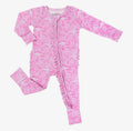 Lolly Banks Bamboo Baby Convertible Ruffle Zipper Pajama - Pink Lace