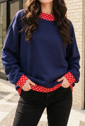Polka Dot Mock Neck Fleece
Sweatshirt
