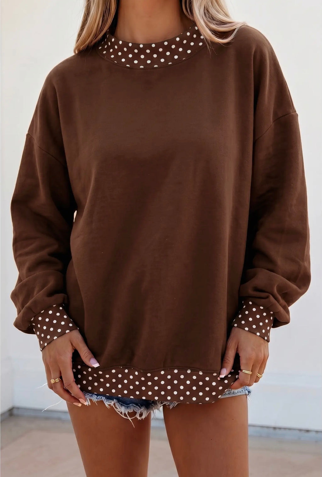 Polka Dot Mock Neck Fleece
Sweatshirt
