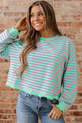 Stripe Reverse Seam Contrast Trim Sweatshirt